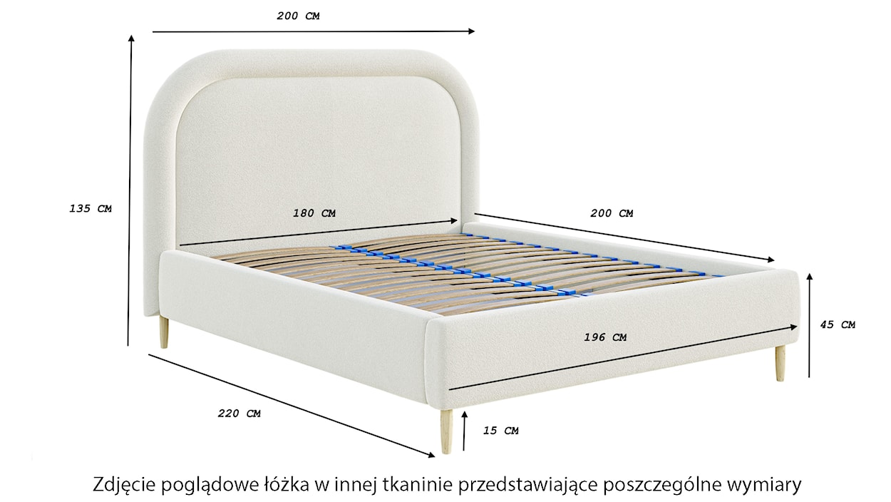 Łóżko tapicerowane 180x200 cm Loreo z pojemnikiem różowe boucle  - zdjęcie 7