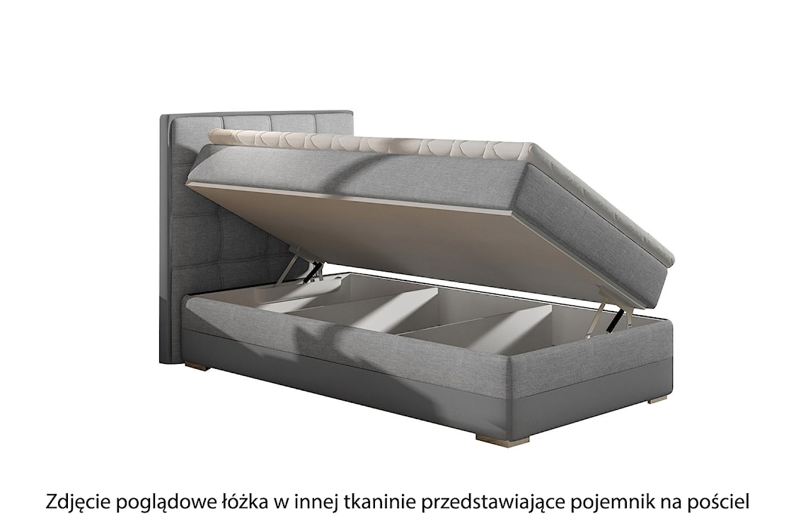 Łóżko kontynentalne Yassan 90x200 cm jednoosobowe z pojemnikiem jasnoszare / szare plecionka lewostronne  - zdjęcie 3