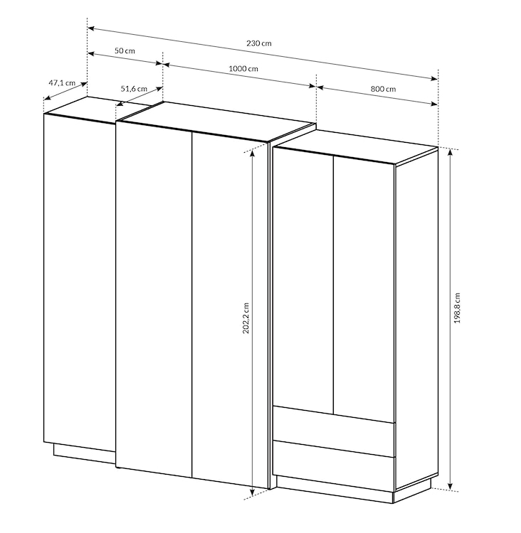 Szafa pięciodrzwiowa Fareers 230 cm biała / dąb craft złoty  - zdjęcie 4