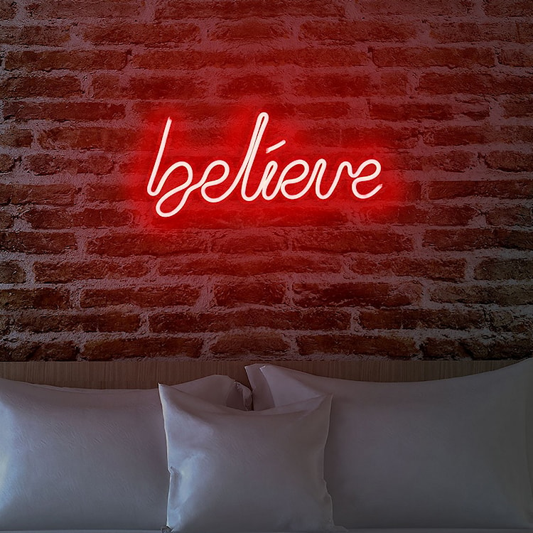 Neon na ścianę Letely z napisem Believe czerwony  - zdjęcie 2