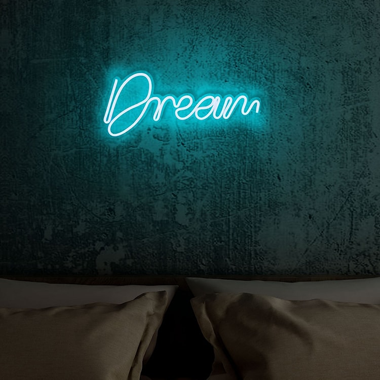 Neon na ścianę Letely z napisem Dream niebieski  - zdjęcie 3