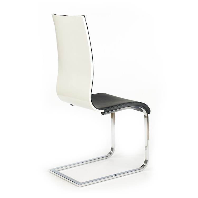 Krzesło tapicerowane na płozach Kanerga czarno-białe  - zdjęcie 2