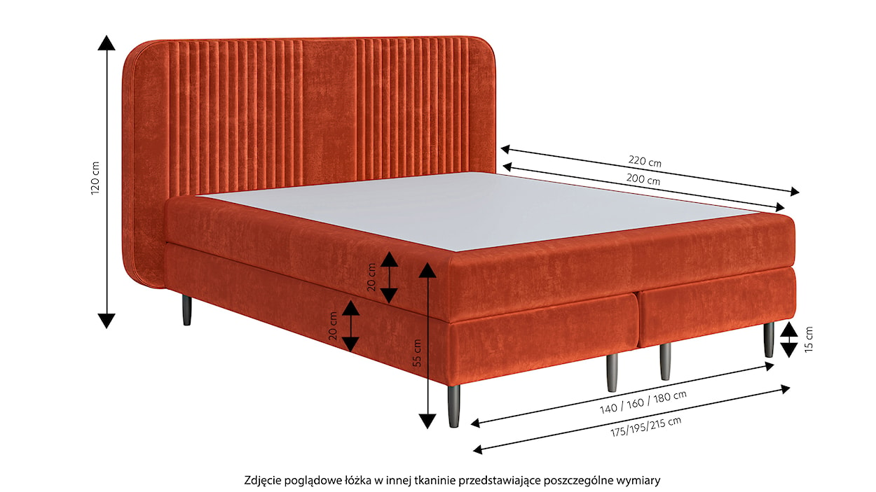 Łóżko kontynentalne 140x200 cm Palmori oliwkowe welur hydrofobowy  - zdjęcie 4