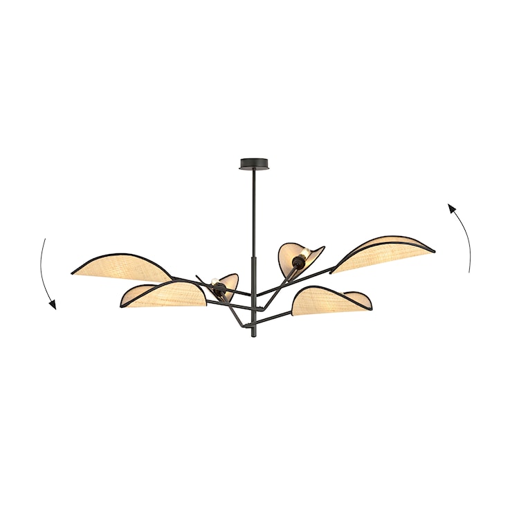 Lampa sufitowa Shintor x6 czarno-rattanowa  - zdjęcie 3