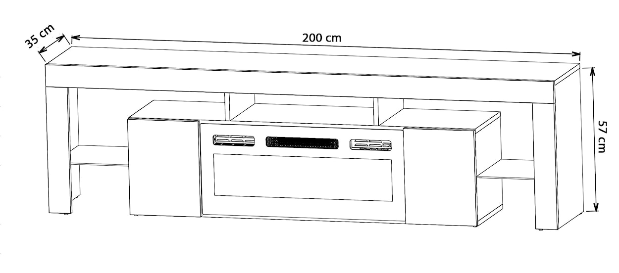 Szafka RTV Hezre 200 cm z kominkiem elektrycznym biały mat / biały połysk  - zdjęcie 7