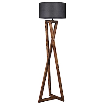 Lampa stojąca nowoczesna Klavoir czarna z jasnym drewnem