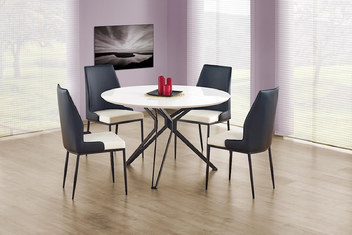 Stół Kylie biały - czarna podstawa średnica 120 cm  - zdjęcie 2