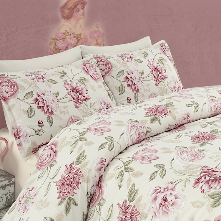 Komplet pościeli Pastel Roses 200x220 cm z dwiema poszewkami na poduszki 50x70 cm i prześcieradłem 