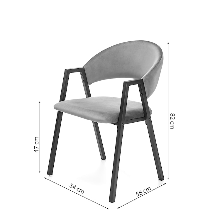Krzesło tapicerowane Attingal z podłokietnikami popielate  - zdjęcie 3