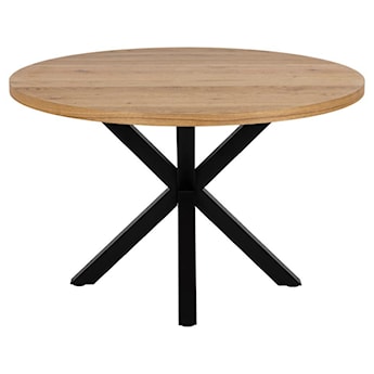 Stół do jadalni okrągły Kardema 120 cm dąb fornirowany na czarnych nogach