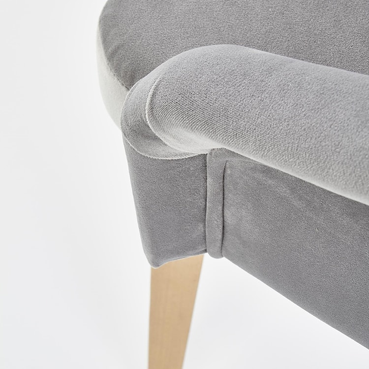 Krzesło tapicerowane Berlas szary velvet - dąb miodowy  - zdjęcie 7