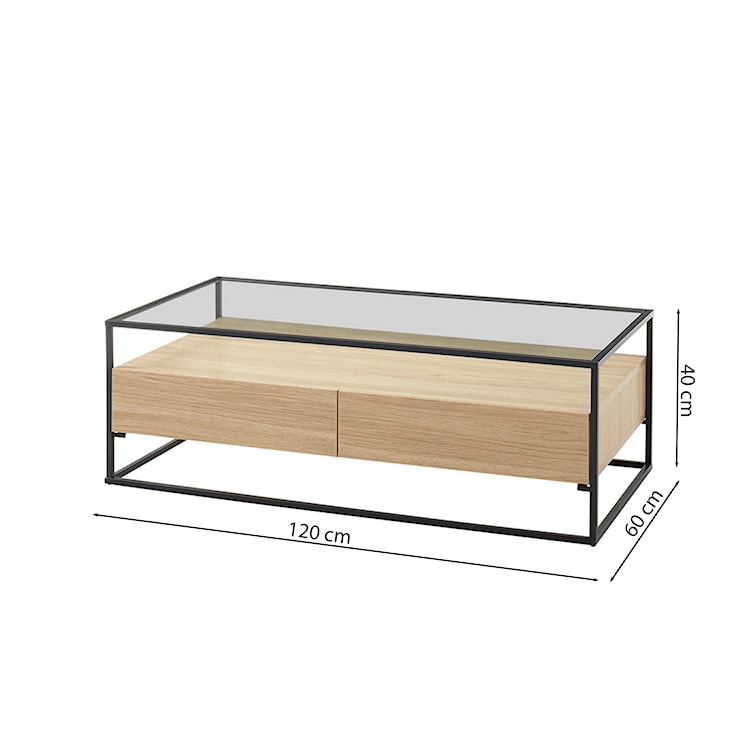 Stolik kawowy Pagittles 120x60 cm z dwoma szufladami dąb mat  - zdjęcie 7