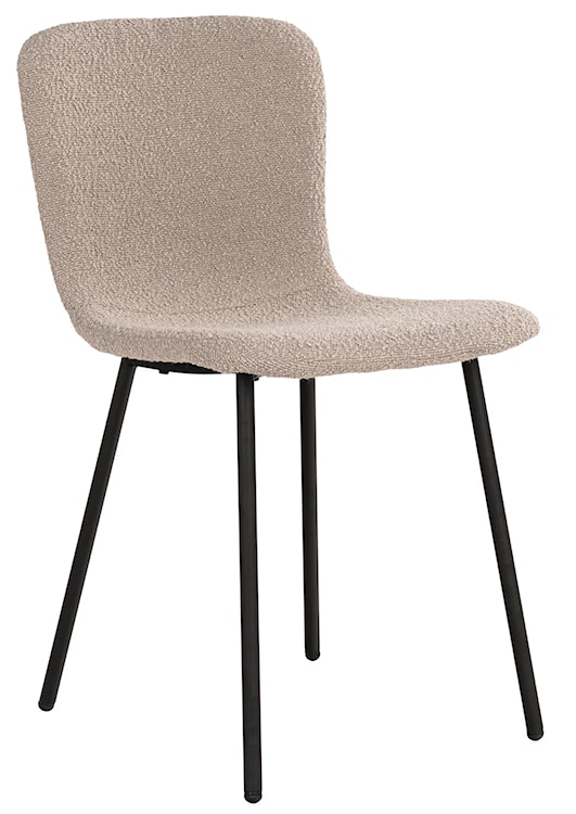 Krzesło do jadalni Halvets beżowe na czarnych nóżkach boucle