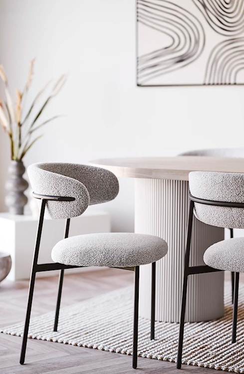 Krzesło tapicerowane Fallive w tkaninie boucle jasnobeżowe  - zdjęcie 5