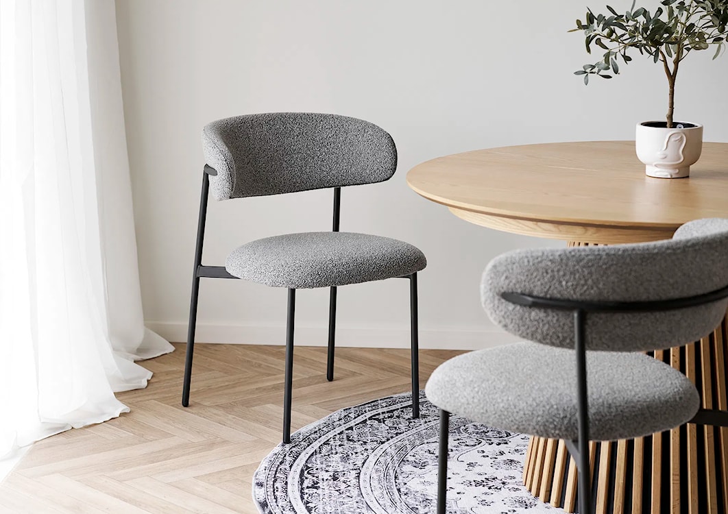 Krzesło tapicerowane Fallive w tkaninie boucle ciemnoszare  - zdjęcie 3