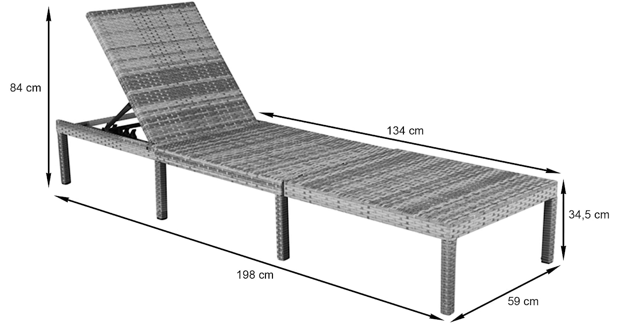 Leżak ogrodowy Savance technorattan z regulowanym oparciem czarny  - zdjęcie 8