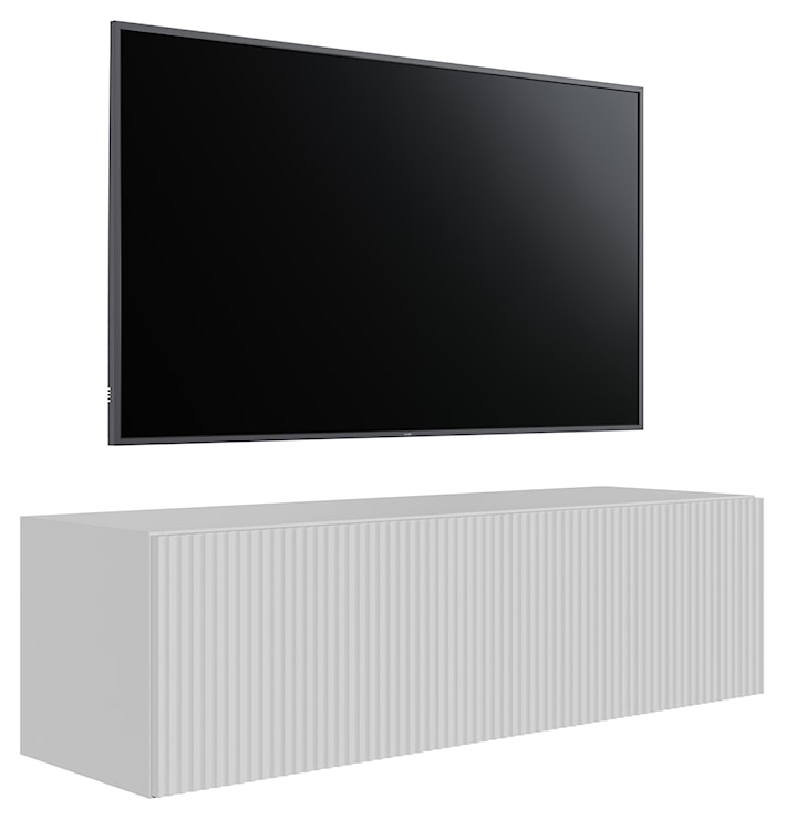 Szafka RTV jednodrzwiowa Veldio wisząca z ryflowanym frontem 100 cm biała  - zdjęcie 2