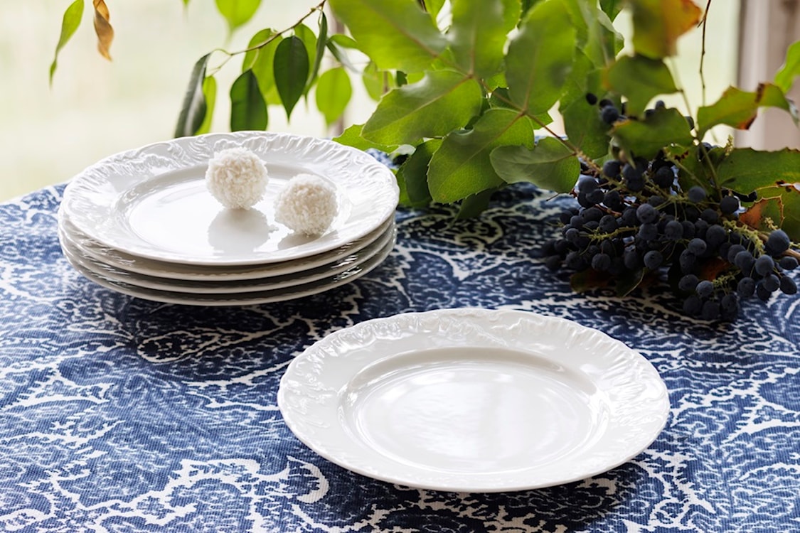 Zestaw talerzy porcelanowych dla 6 os. Rococo biały  - zdjęcie 2