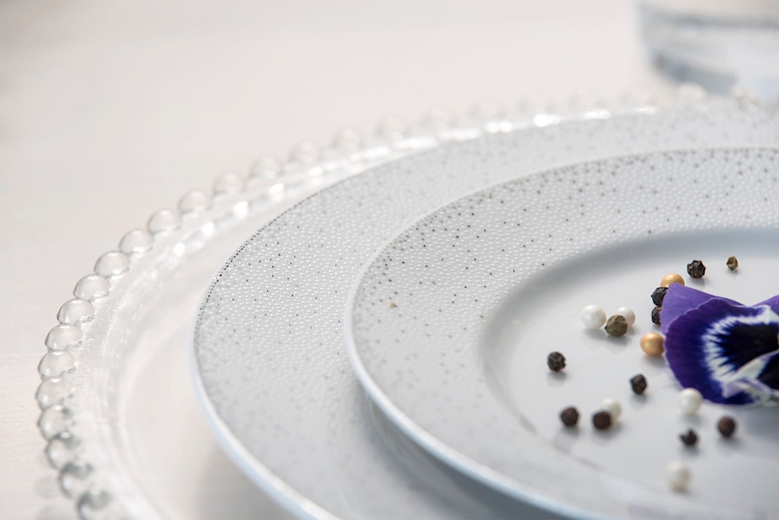 Zestaw talerzy porcelanowych dla 6 os. Jenny biało-srebrny  - zdjęcie 5