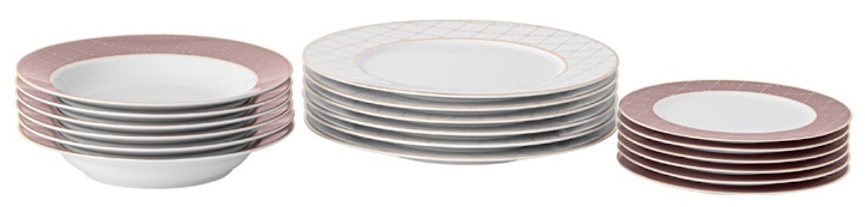 Zestaw talerzy porcelanowych dla 6 os. Jenny mokka 