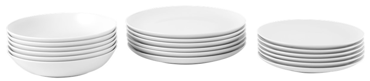 Zestaw talerzy porcelanowych dla 6 os. City biały 
