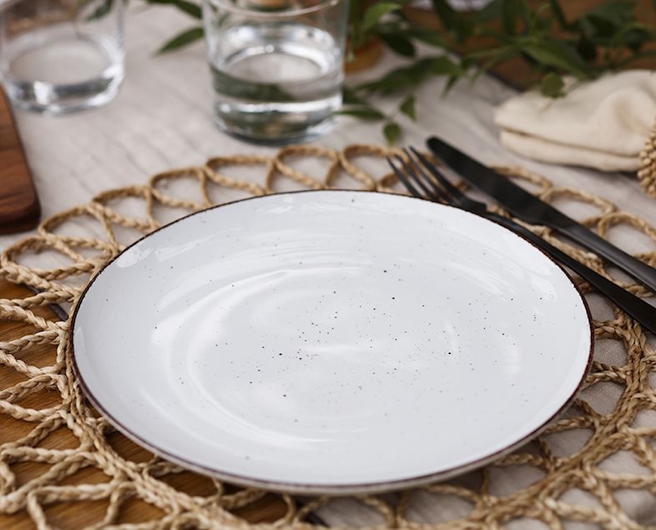 Zestaw talerzy porcelanowych dla 6 os. City biało-brązowy  - zdjęcie 2