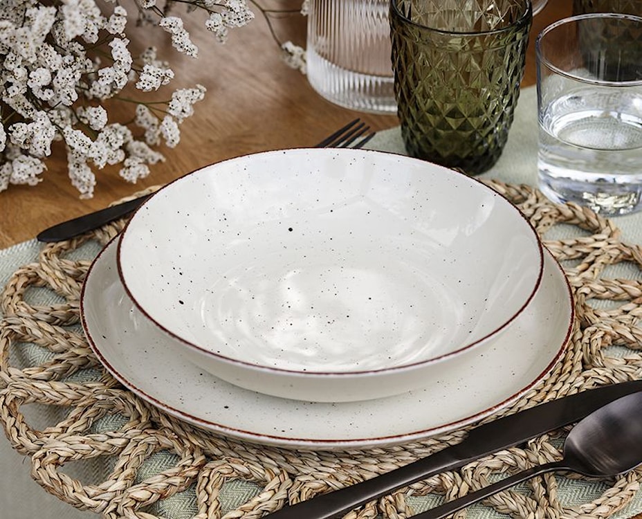 Zestaw talerzy porcelanowych dla 6 os. City beżowo-brązowy  - zdjęcie 2