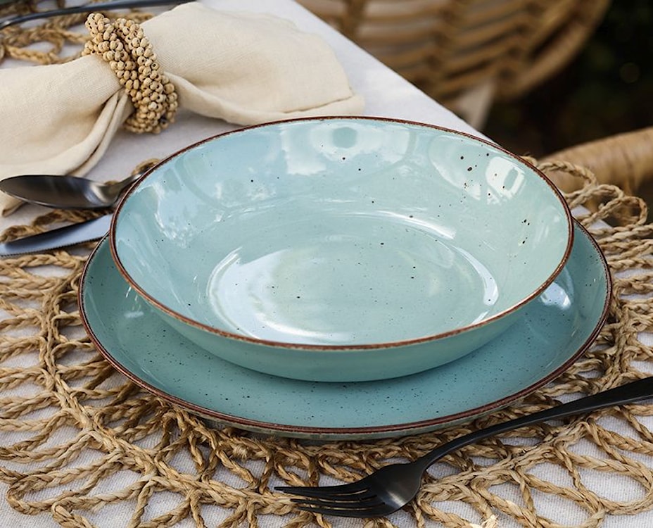 Zestaw talerzy porcelanowych dla 6 os. City turkusowy  - zdjęcie 2