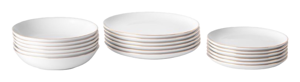 Zestaw talerzy porcelanowych dla 6 os. City biało-złote 