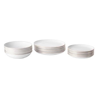 Zestaw talerzy porcelanowych dla 6 os. City biało-złote