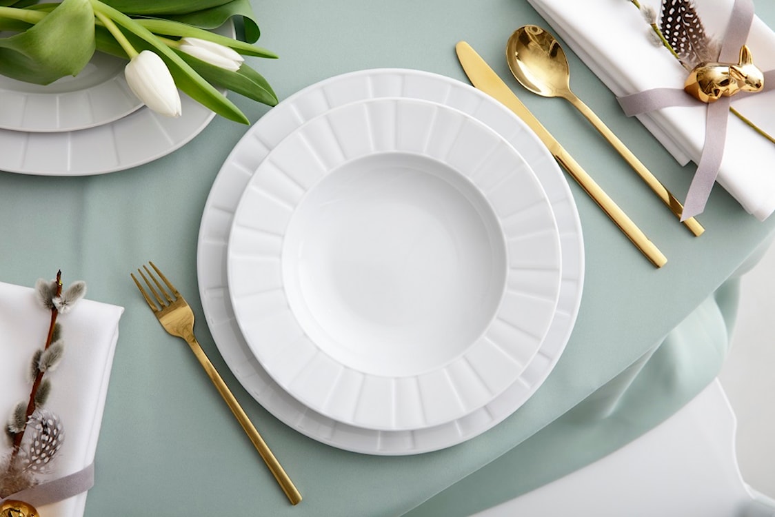 Zestaw talerzy porcelanowych dla 6 os. Oktawa biały  - zdjęcie 6