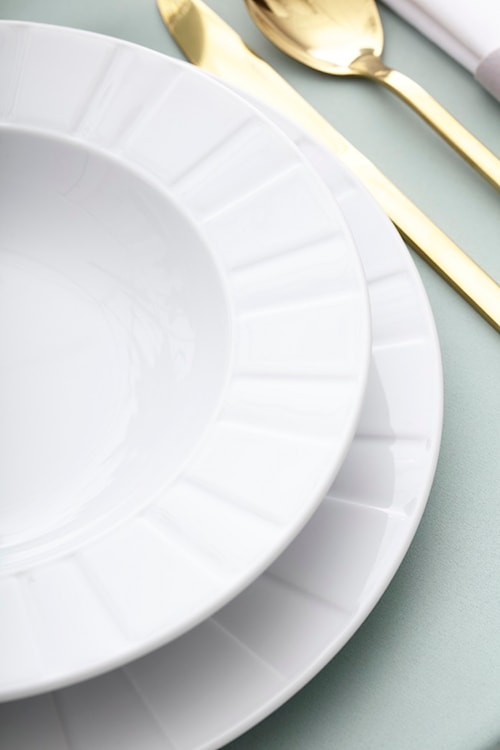 Zestaw talerzy porcelanowych dla 6 os. Oktawa biały  - zdjęcie 8