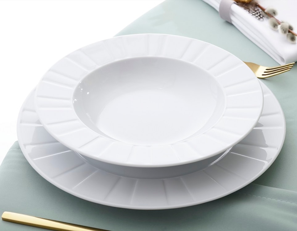 Zestaw talerzy porcelanowych dla 6 os. Oktawa biały  - zdjęcie 5