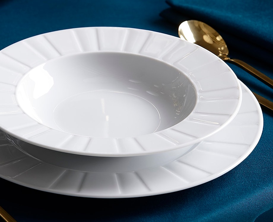 Zestaw talerzy porcelanowych dla 6 os. Oktawa biały  - zdjęcie 7