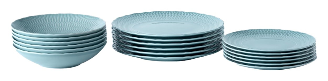 Zestaw talerzy porcelanowych dla 6 os. Sofia lazurowy 