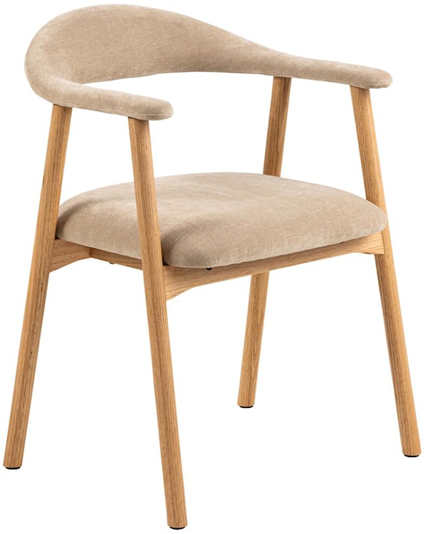 Krzesło tapicerowane Settlica szenil na dębowej podstawie cieliste