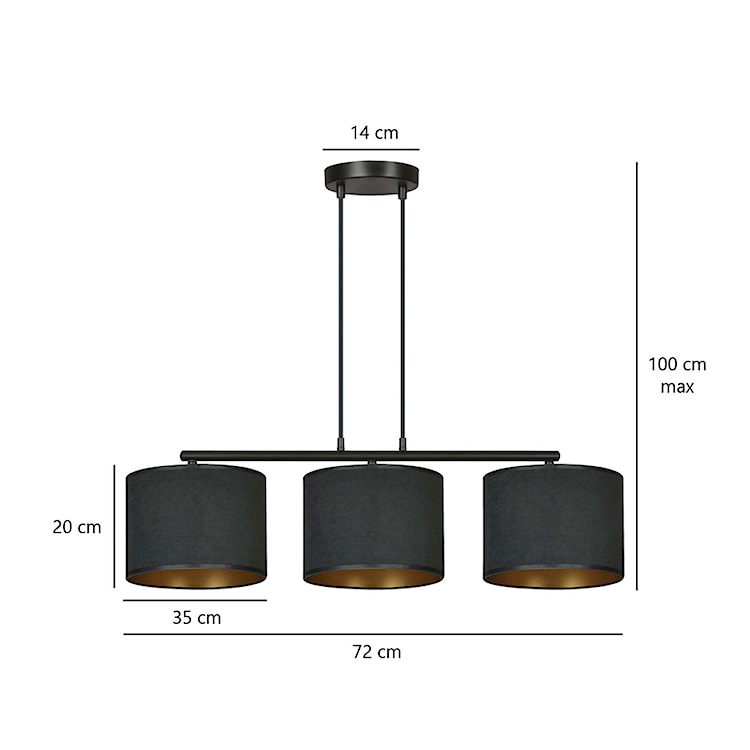 Lampa wisząca Hellid x3 72 cm czarna  - zdjęcie 7