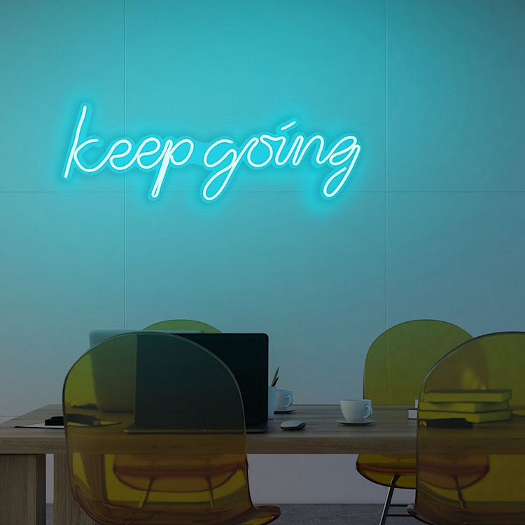 Neon na ścianę Letely z napisem Keep Going niebieski  - zdjęcie 3