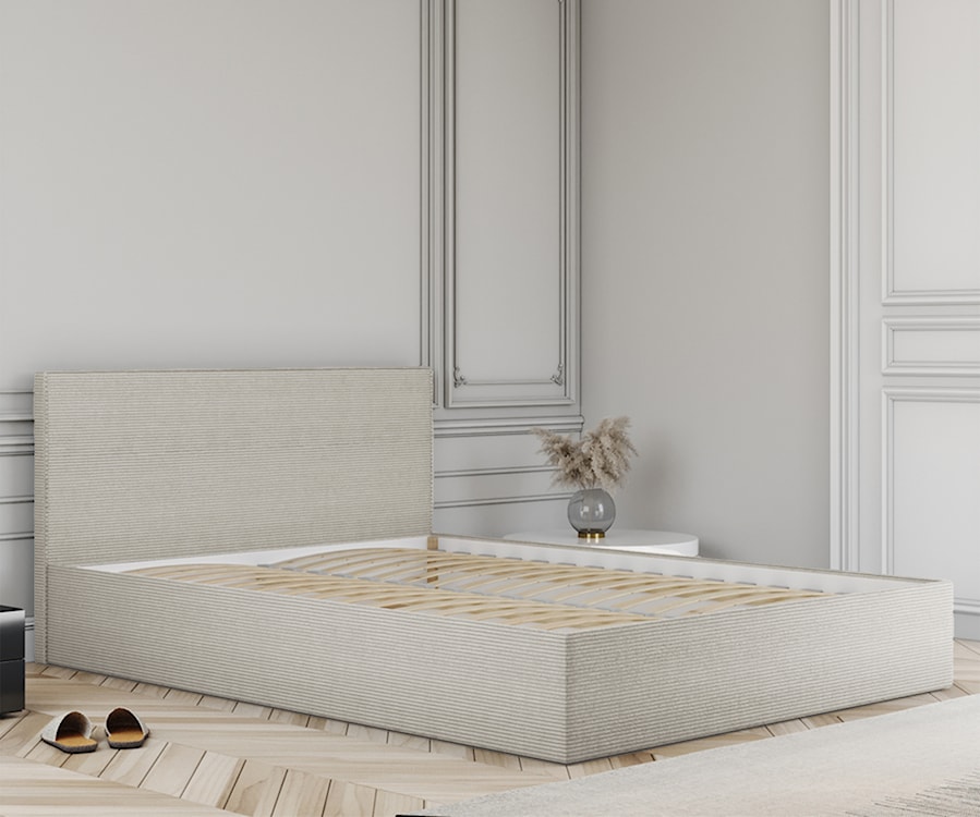 Łóżko tapicerowane 180x200 cm Campile z pojemnikiem beżowe sztruks  - zdjęcie 4