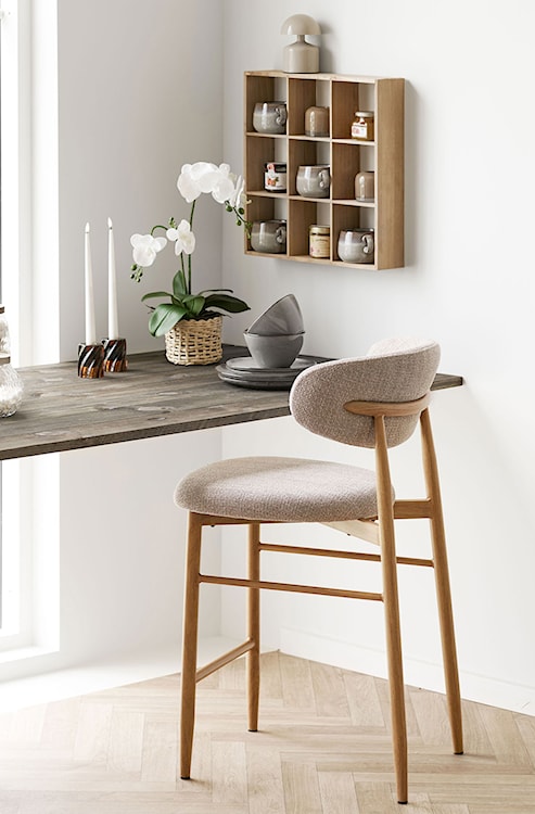 Hoker tapicerowany Levanto beżowy/dąb naturalny  - zdjęcie 2