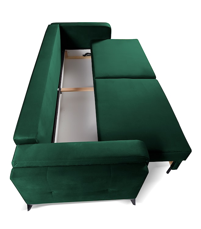 Kanapa rozkładana trzyosobowa Kontiala z pojemnikiem zielona  - zdjęcie 4