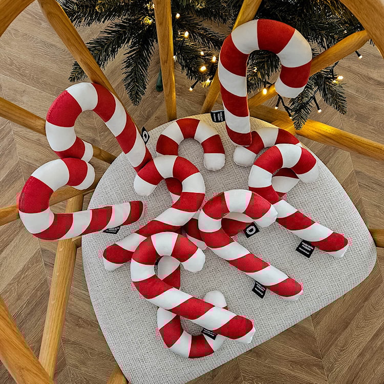 Poduszka XMAS 24 cm czerwona laska cukrowa  - zdjęcie 3