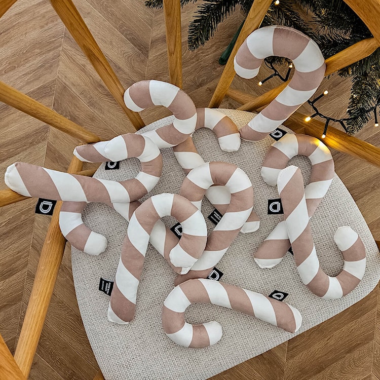 Poduszka XMAS 24 cm piaskowa laska cukrowa  - zdjęcie 3