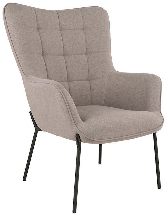 Fotel wypoczynkowy z podnóżkiem uszak Glaber pikowany beżowo-szary na czarnych nóżkach  - zdjęcie 3