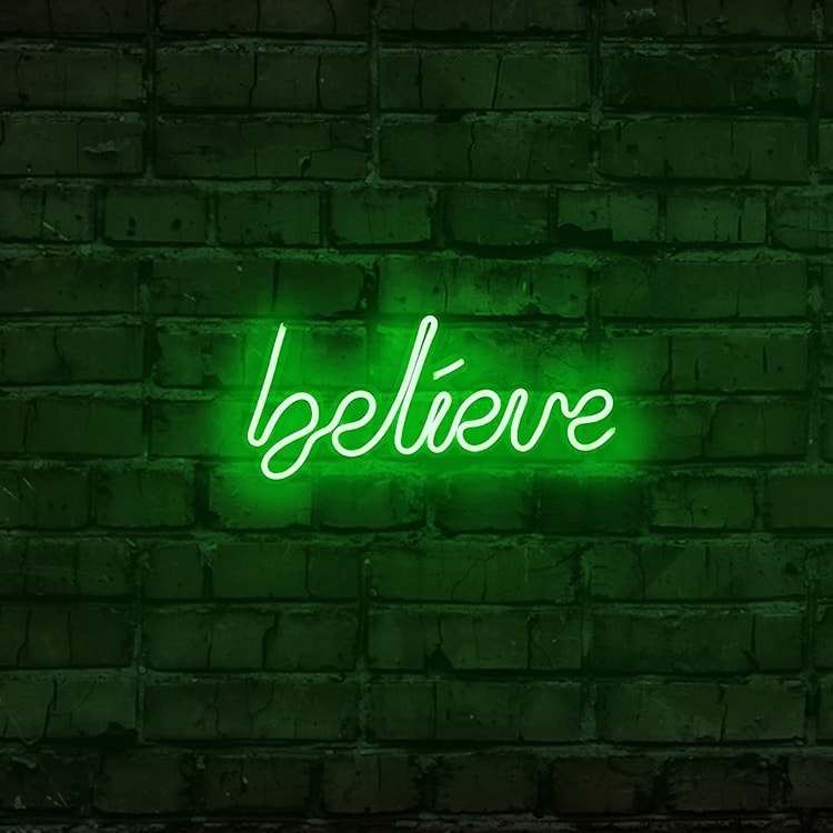 Neon na ścianę Letely z napisem Believe zielony  - zdjęcie 2