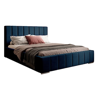 Łóżko tapicerowane 140x200 cm Wolte z pojemnikiem niebieskie w tkaninie hydrofobowej