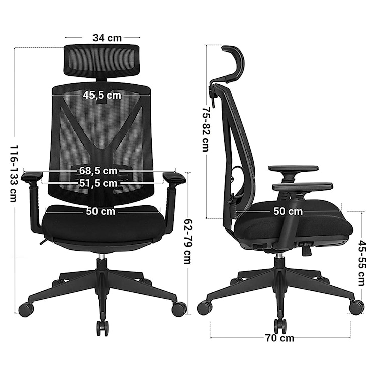 Fotel biurowy Fetro czarny z wysuwanym podnóżkiem  - zdjęcie 6