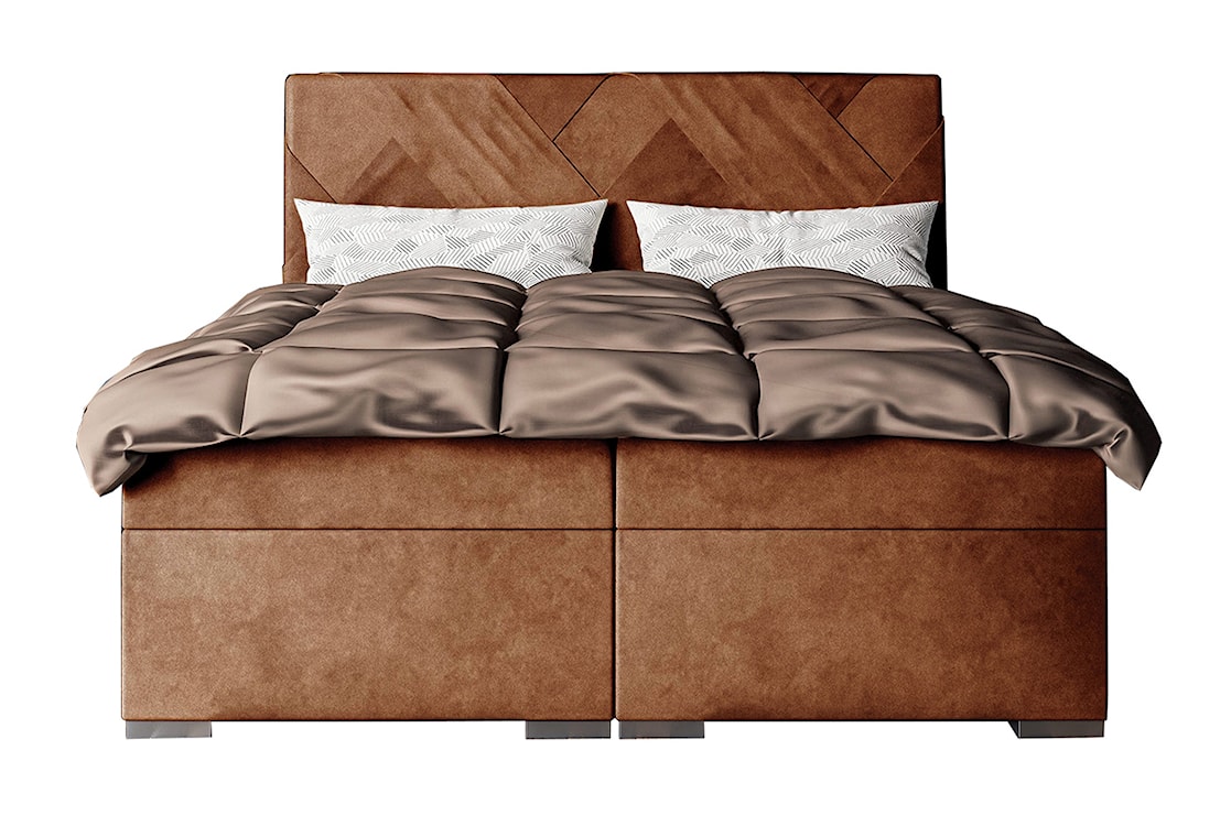 Łóżko kontynentalne 140x200 cm Lestrangie z pojemnikami i topperem miedziane welur hydrofobowy  - zdjęcie 3