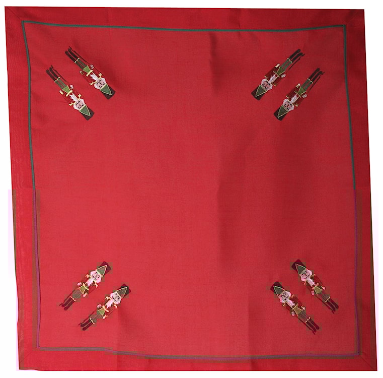 Obrus świąteczny Sidolle 85x85 cm czerwony z żołnierzykami 