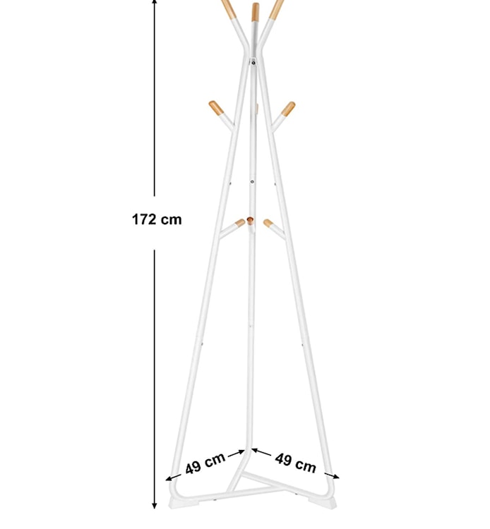 Wieszak stojący Mazim biały z drewnianymi elementami  - zdjęcie 6